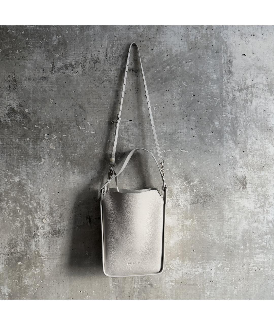 BALENCIAGA Серая кожаная сумка через плечо, фото 2