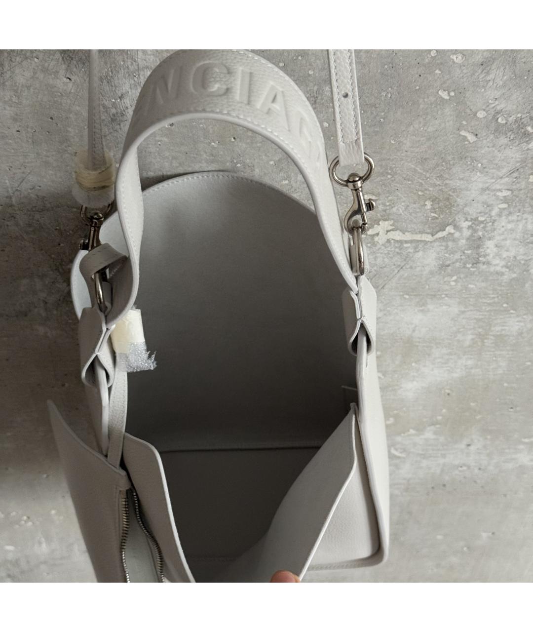 BALENCIAGA Серая кожаная сумка через плечо, фото 8
