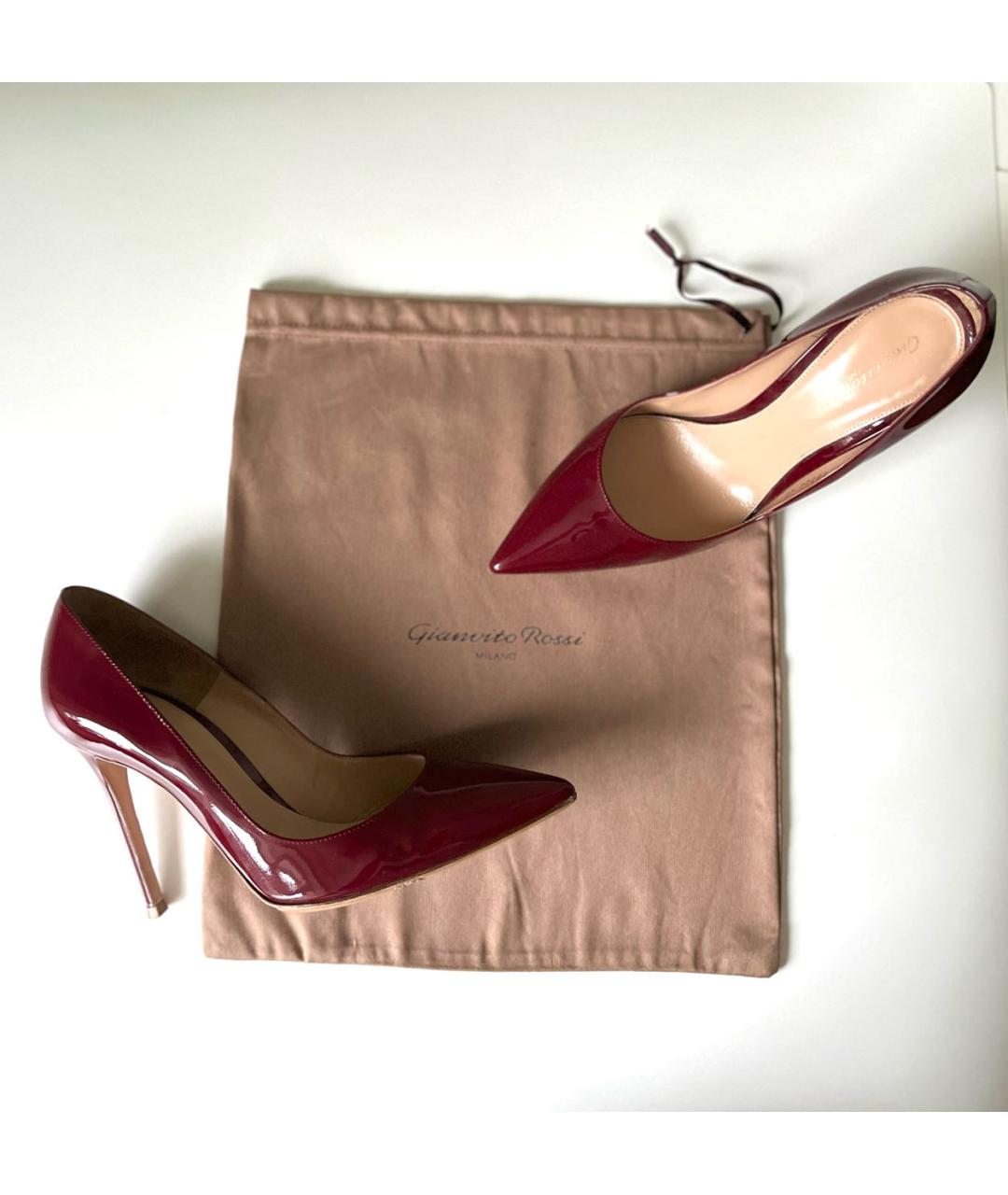 GIANVITO ROSSI Бордовые туфли из лакированной кожи, фото 7