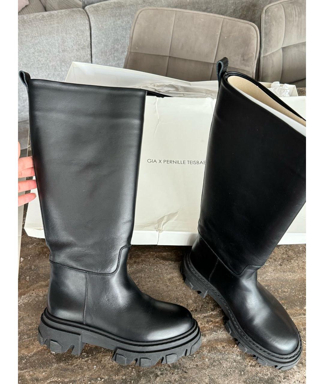 GIA COUTURE Черные кожаные сапоги, фото 6
