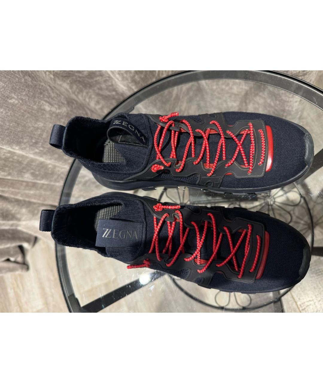 ZZEGNA Темно-синие текстильные низкие кроссовки / кеды, фото 3