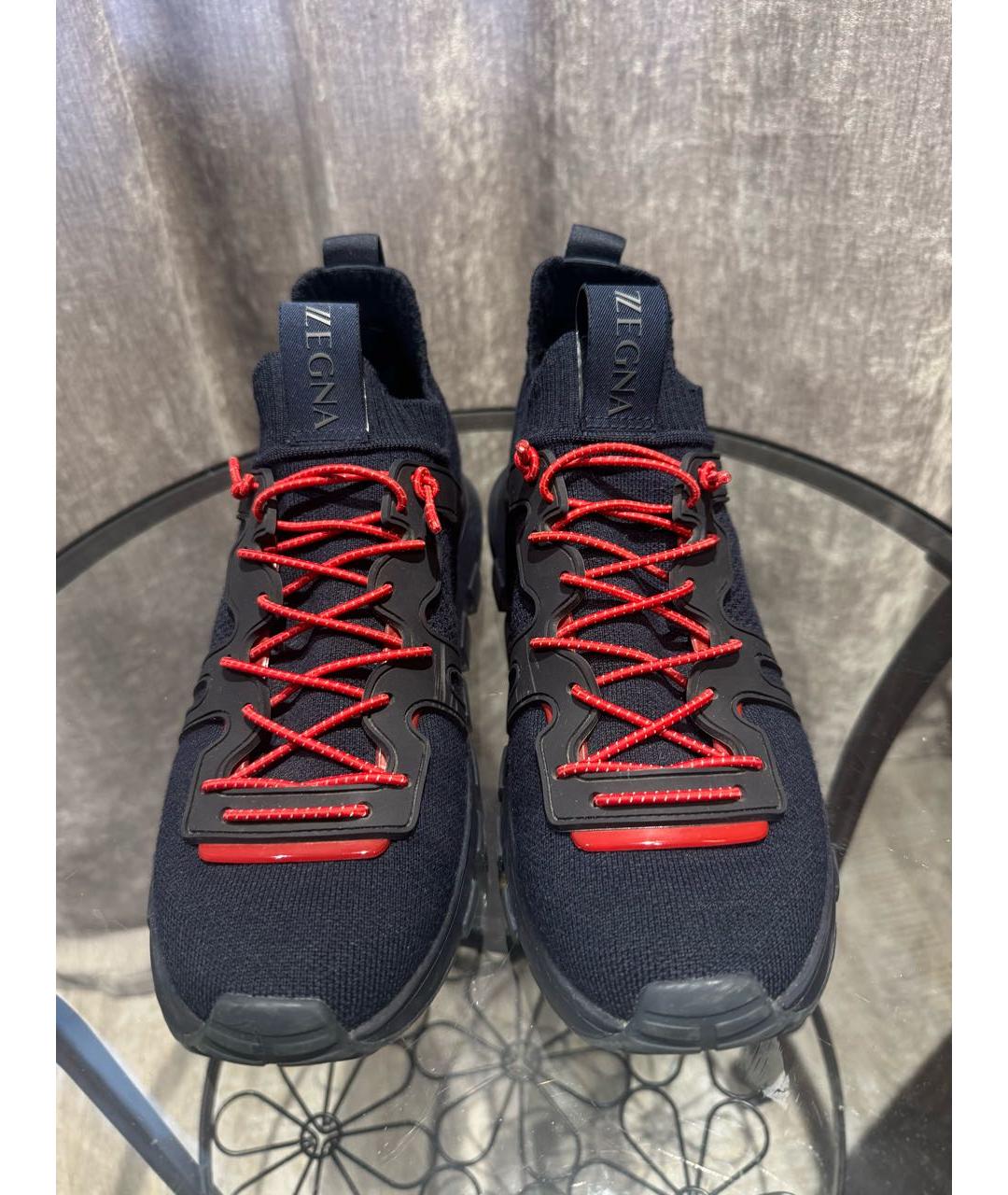 ZZEGNA Темно-синие текстильные низкие кроссовки / кеды, фото 2