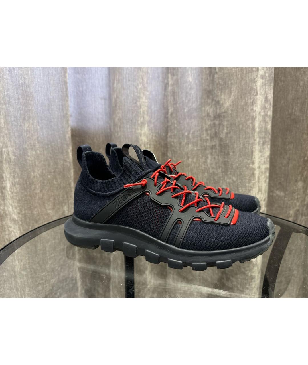 ZZEGNA Темно-синие текстильные низкие кроссовки / кеды, фото 8