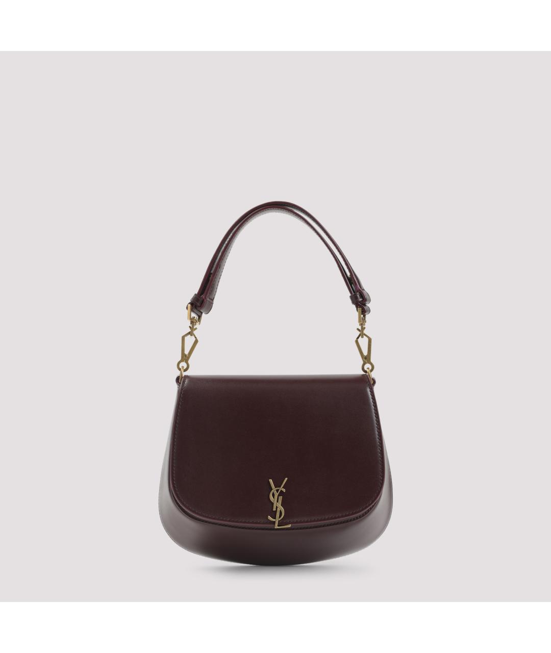 SAINT LAURENT Бордовая кожаная сумка через плечо, фото 2