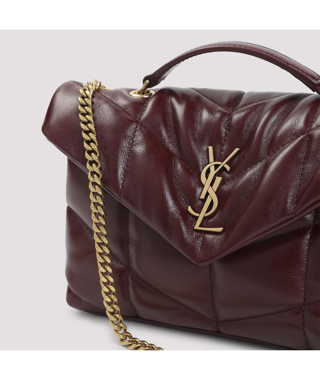 SAINT LAURENT Бордовая кожаная сумка через плечо, фото 4