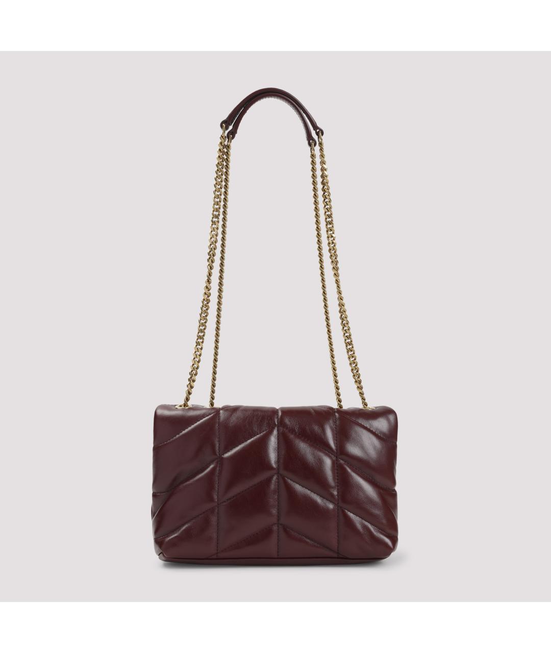 SAINT LAURENT Бордовая кожаная сумка через плечо, фото 3