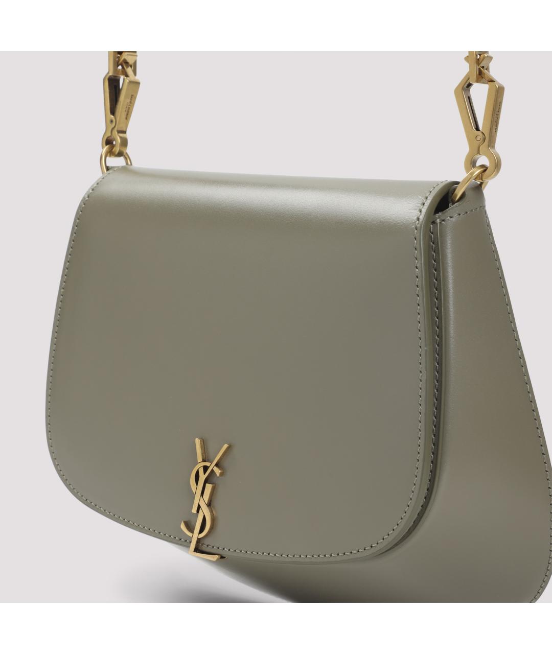 SAINT LAURENT Бежевая кожаная сумка через плечо, фото 5