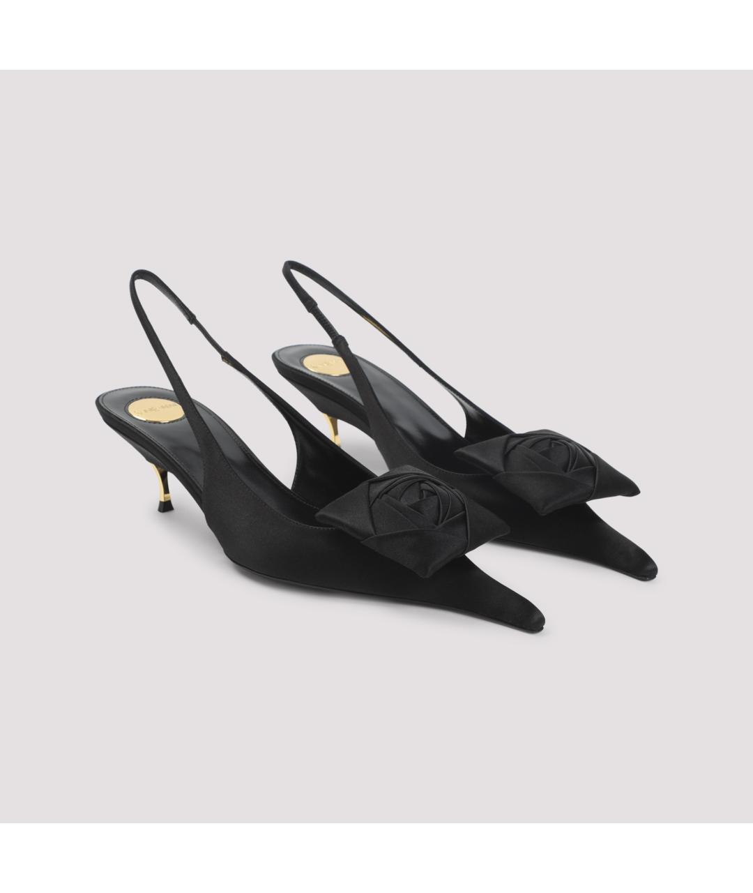 SAINT LAURENT Черные кожаные лодочки на низком каблуке, фото 4