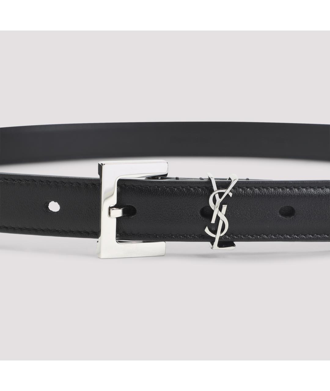 SAINT LAURENT Черный кожаный ремень, фото 3