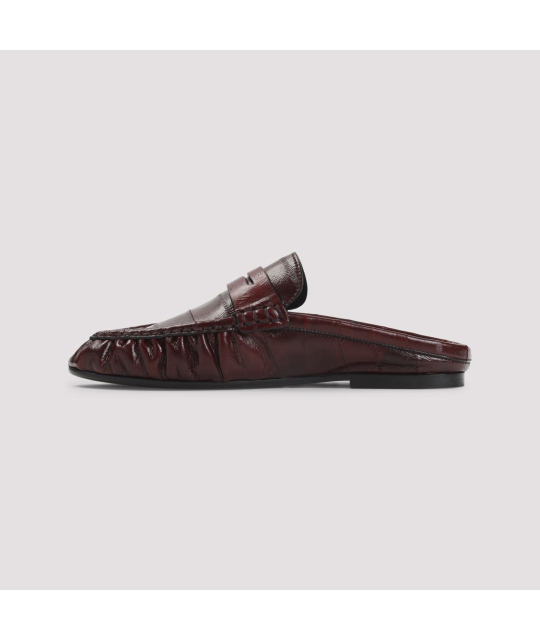 SAINT LAURENT Бордовые кожаные мюли, фото 4