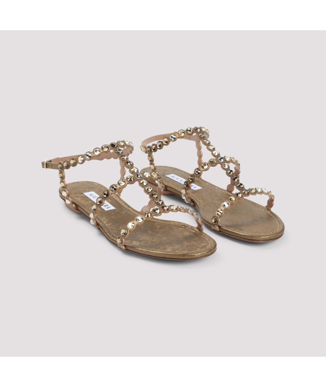 AQUAZZURA Коричневые кожаные сандалии, фото 5