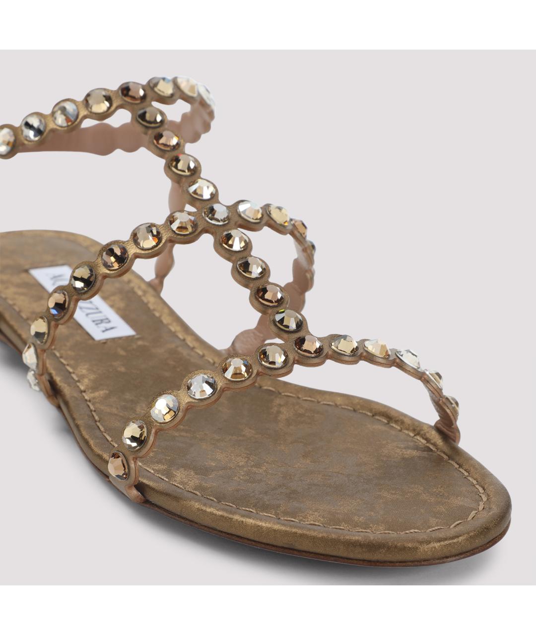 AQUAZZURA Коричневые кожаные сандалии, фото 6