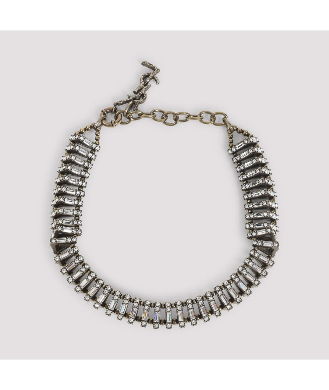 SAINT LAURENT Антрацитовое металлическое колье, фото 2