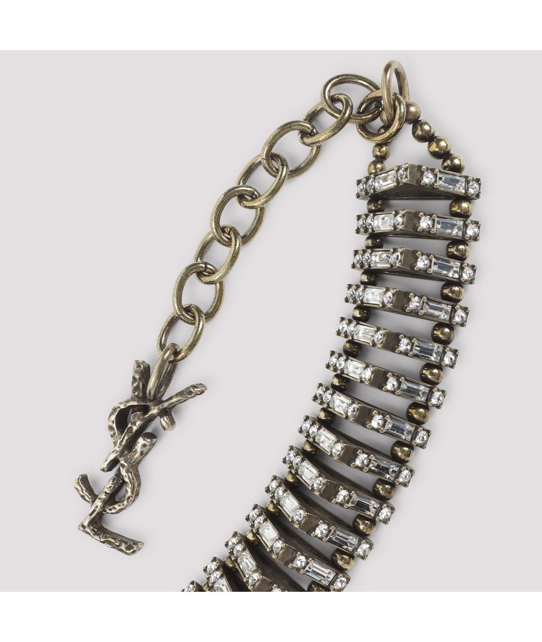 SAINT LAURENT Антрацитовое металлическое колье, фото 3