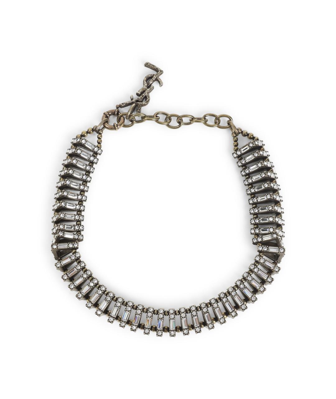 SAINT LAURENT Антрацитовое металлическое колье, фото 1