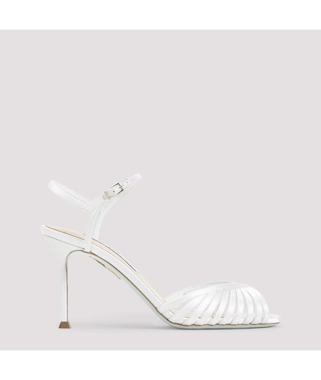 AQUAZZURA Белые текстильные босоножки, фото 2