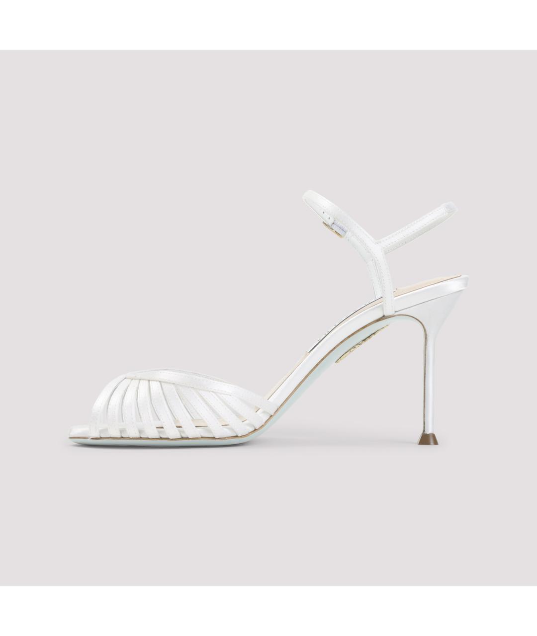 AQUAZZURA Белые текстильные босоножки, фото 4