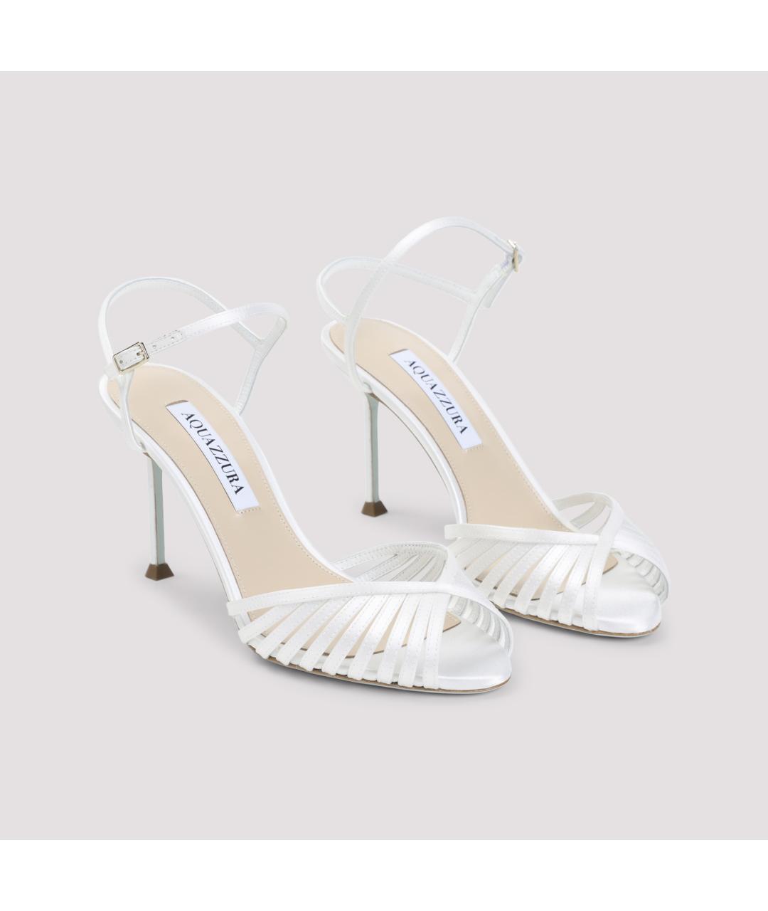 AQUAZZURA Белые текстильные босоножки, фото 5