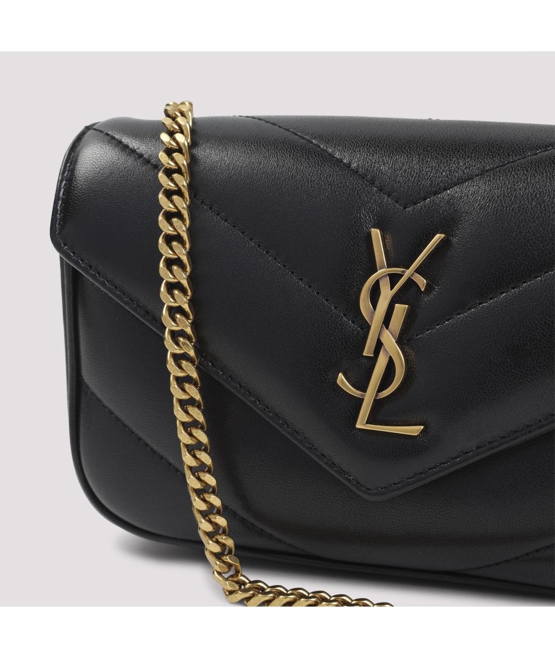 SAINT LAURENT Черная кожаная сумка через плечо, фото 4