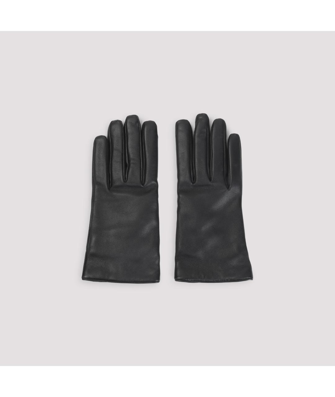 SAINT LAURENT Черные кожаные перчатки, фото 2