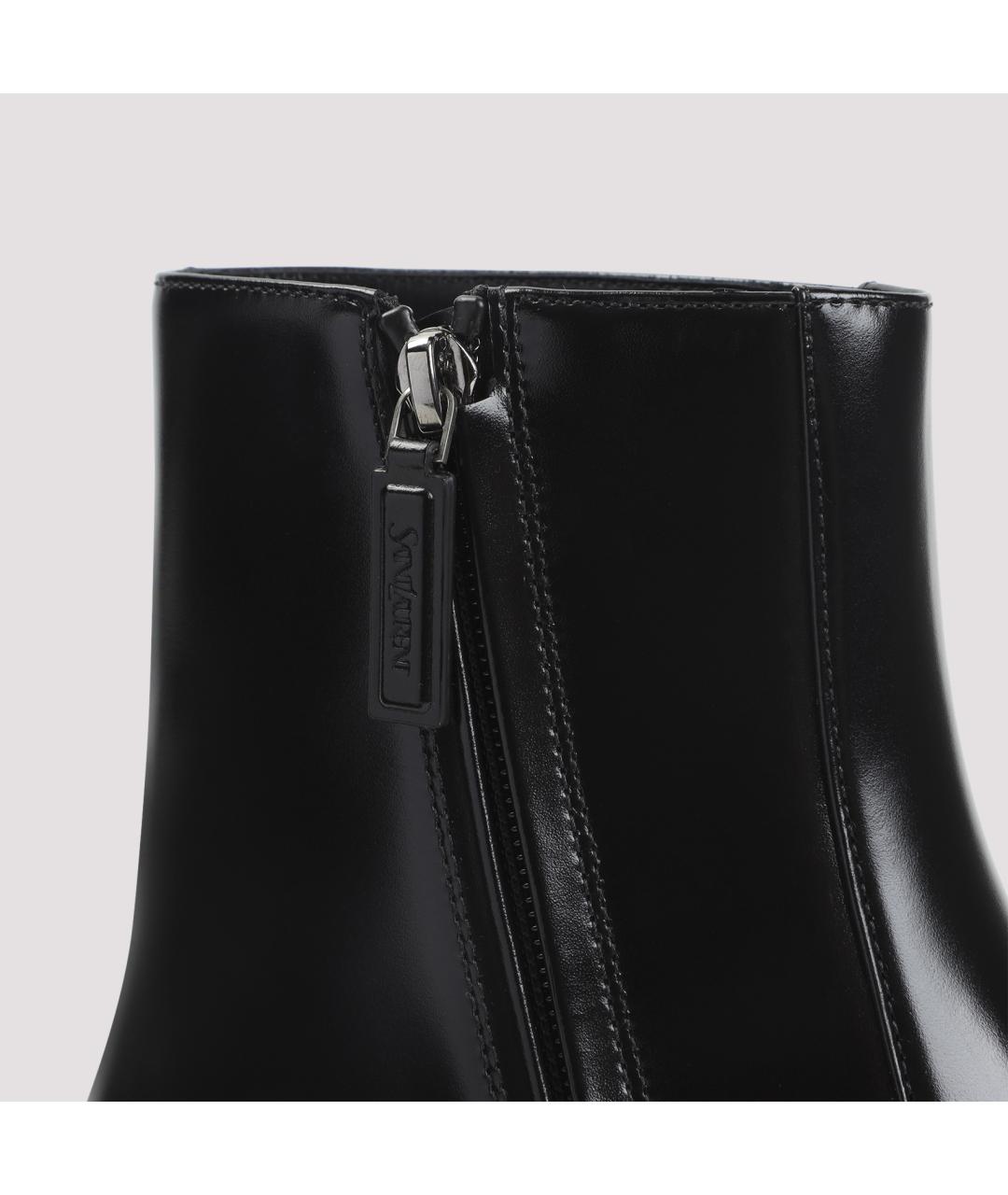 SAINT LAURENT Черные кожаные высокие ботинки, фото 6
