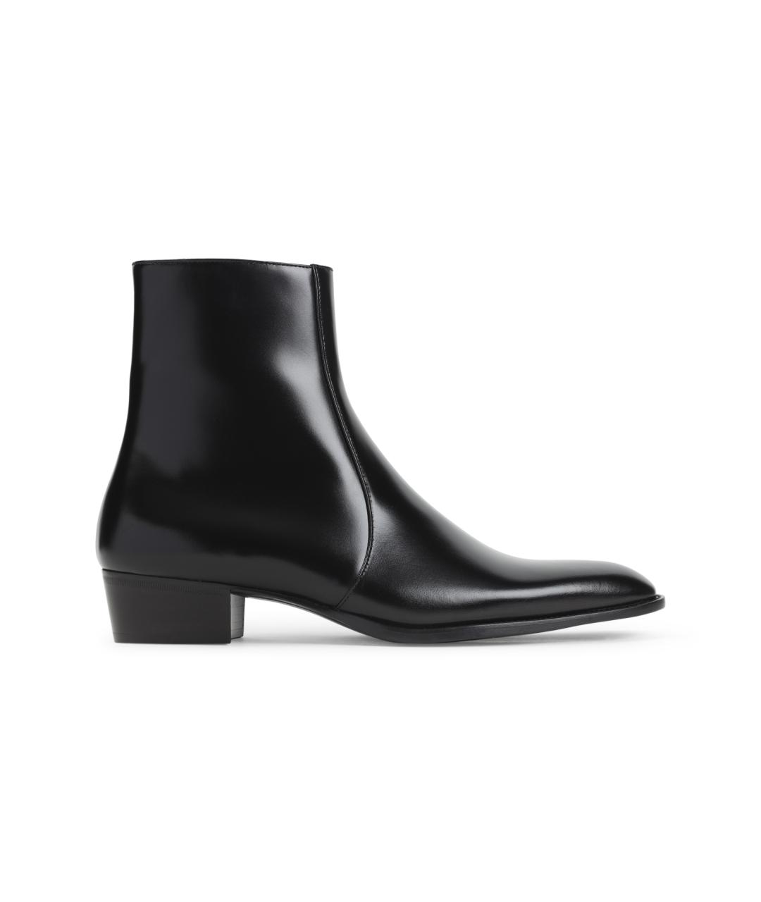 SAINT LAURENT Черные кожаные высокие ботинки, фото 1