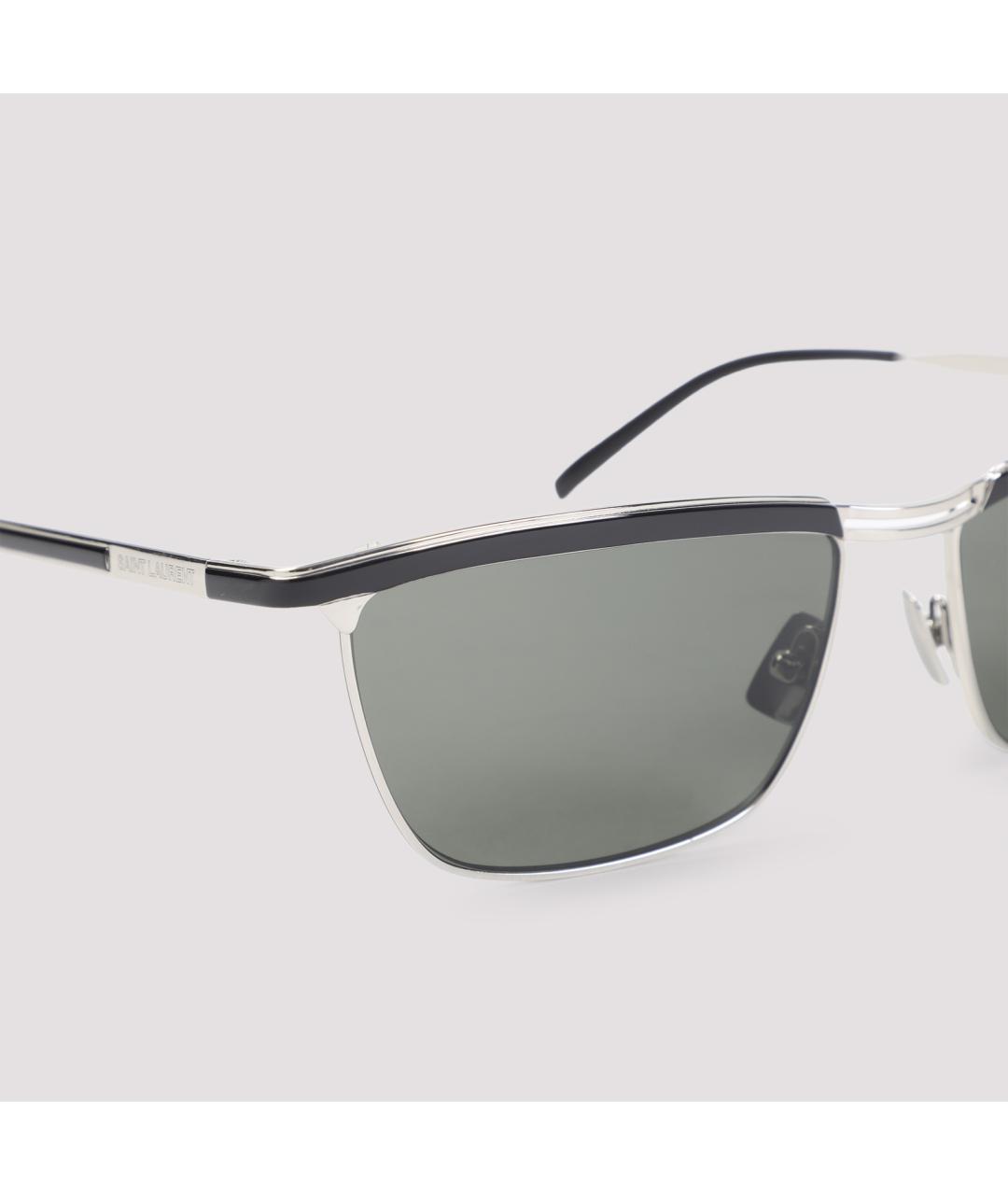 SAINT LAURENT Черные металлические солнцезащитные очки, фото 5
