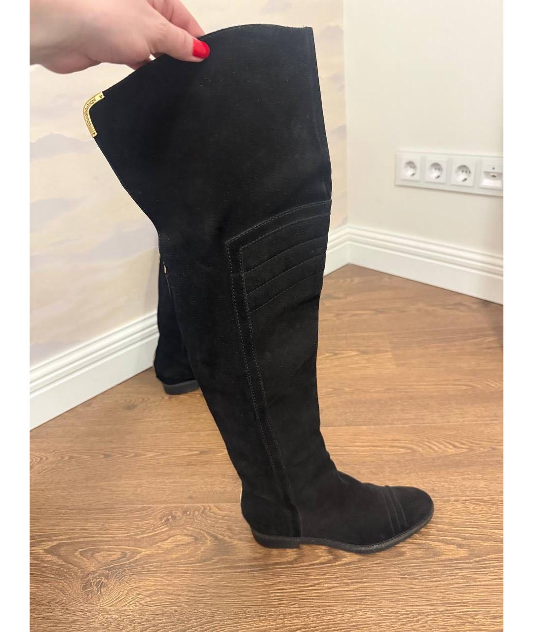 LOUIS VUITTON Черные замшевые ботфорты, фото 5