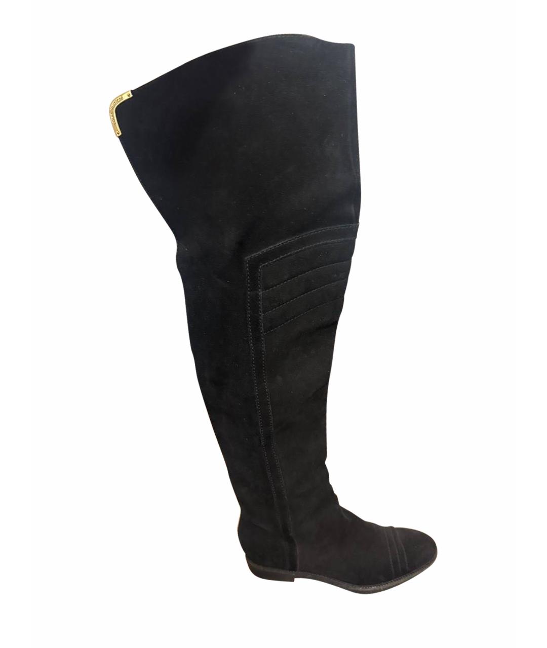 LOUIS VUITTON Черные замшевые ботфорты, фото 1