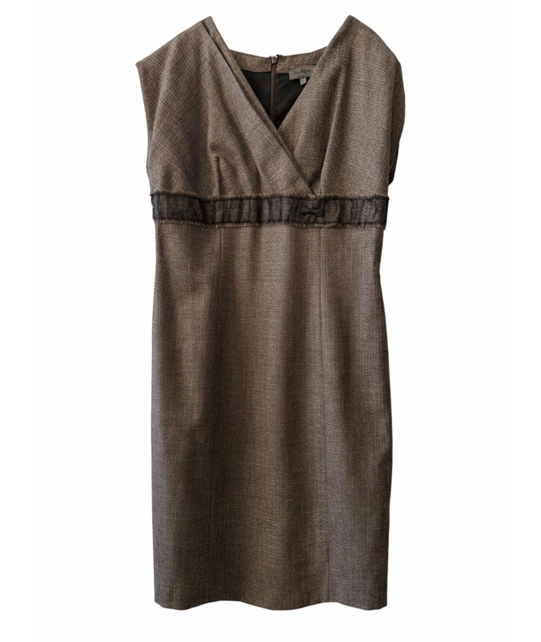 LA PERLA Коричневое шерстяное повседневное платье, фото 1