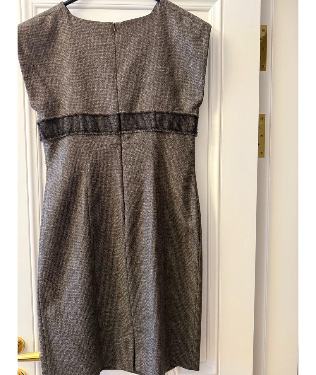 LA PERLA Коричневое шерстяное повседневное платье, фото 2