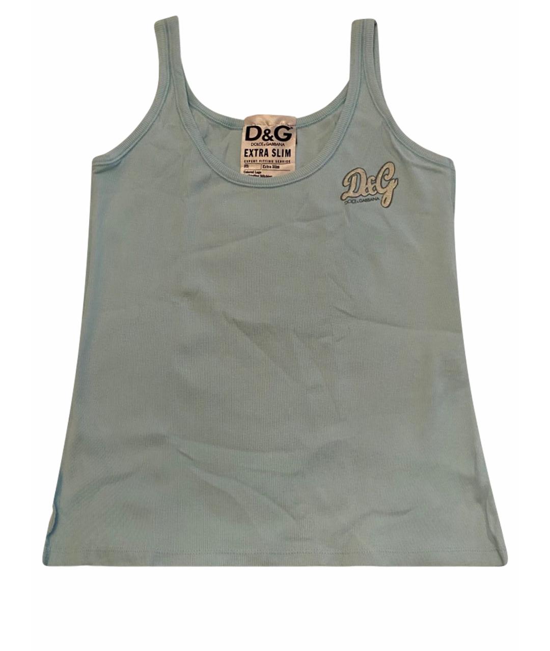 DOLCE&GABBANA Бирюзовая хлопко-эластановая майка, фото 1