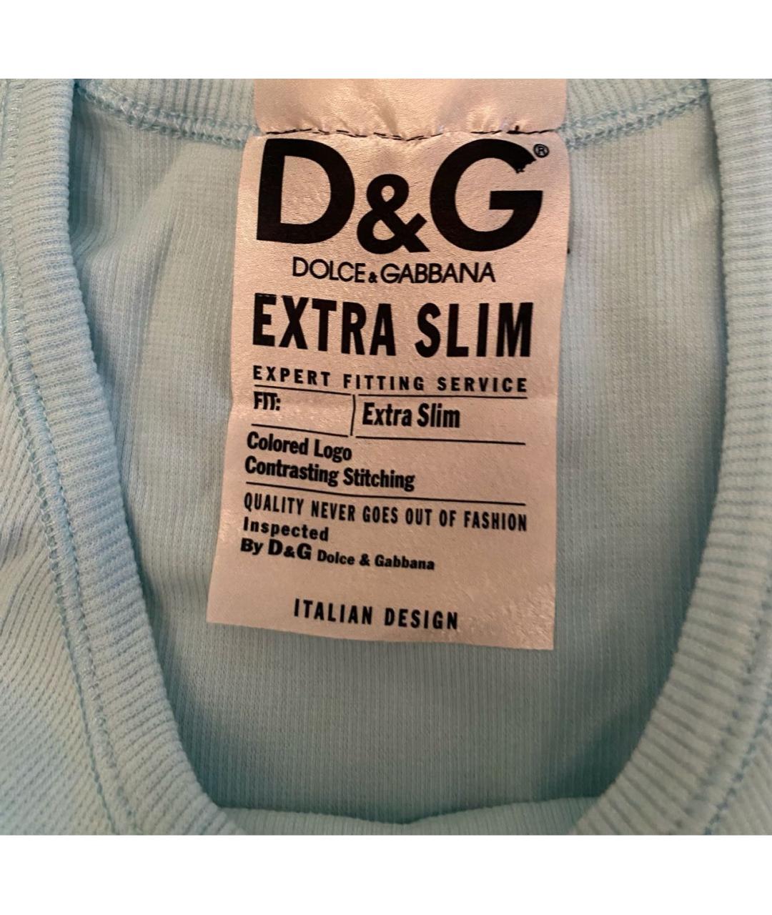 DOLCE&GABBANA Бирюзовая хлопко-эластановая майка, фото 4