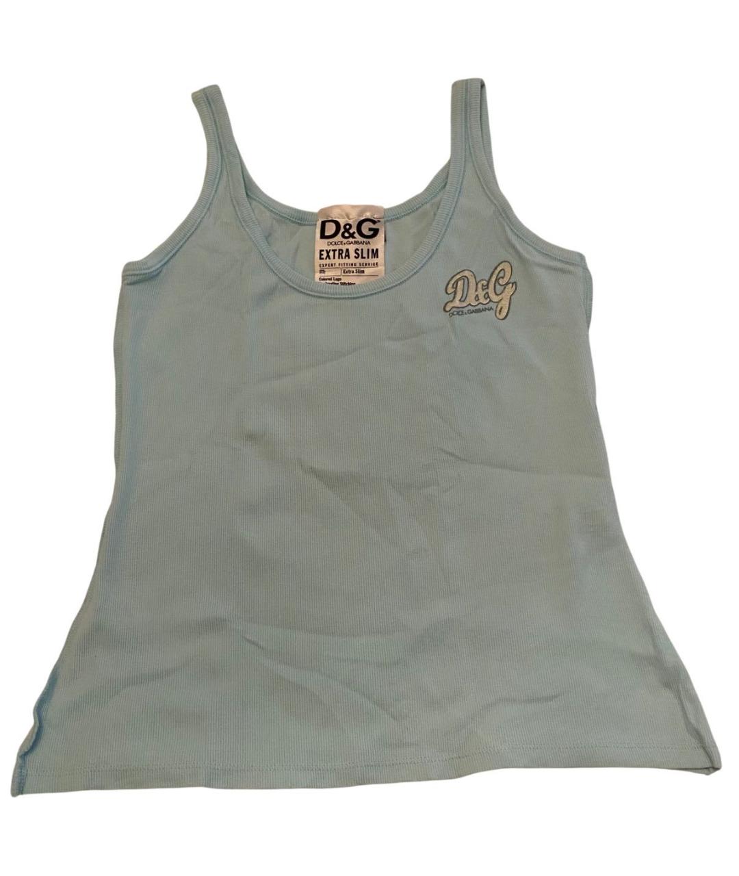 DOLCE&GABBANA Бирюзовая хлопко-эластановая майка, фото 9