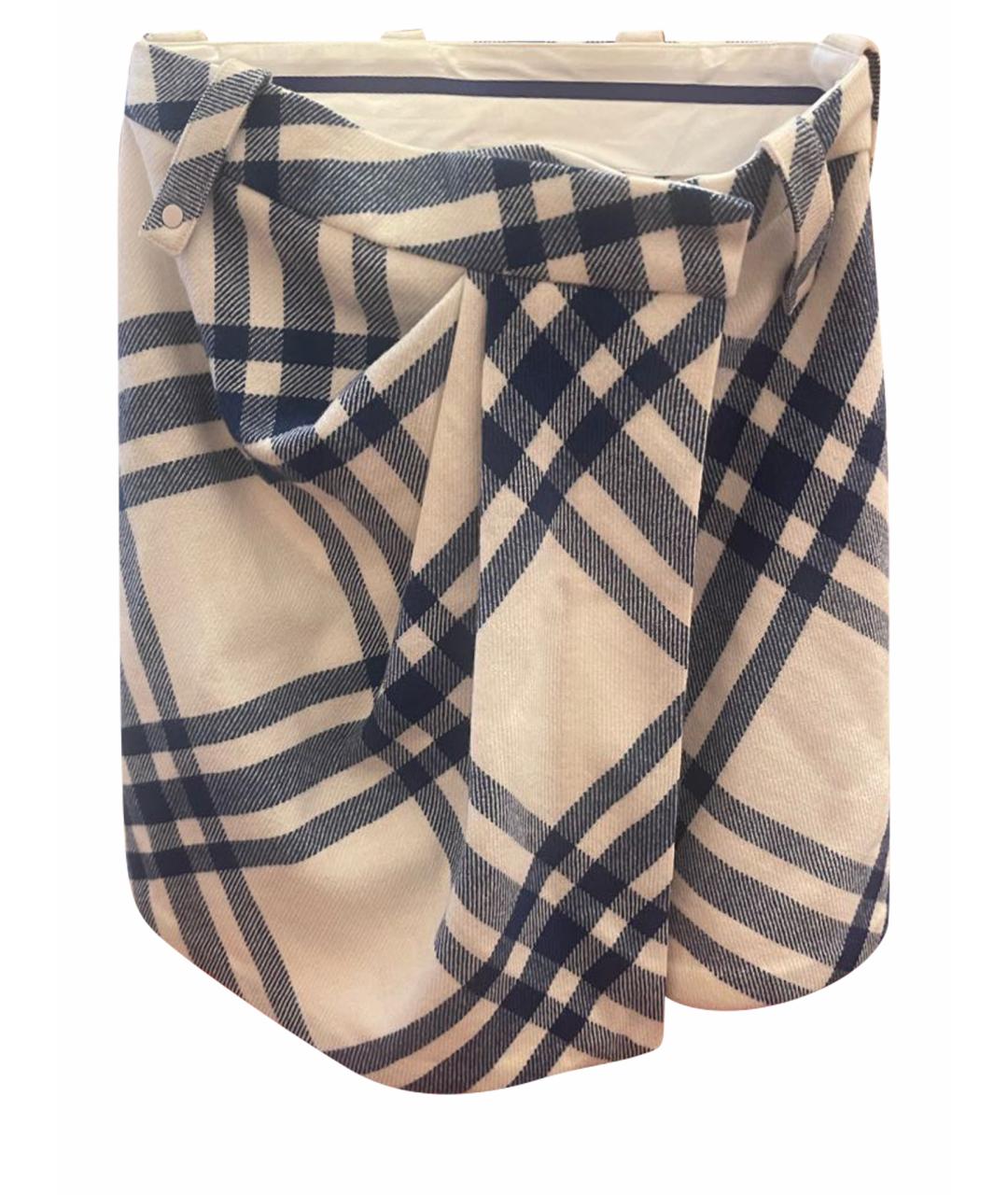 BURBERRY Белая шерстяная юбка миди, фото 1