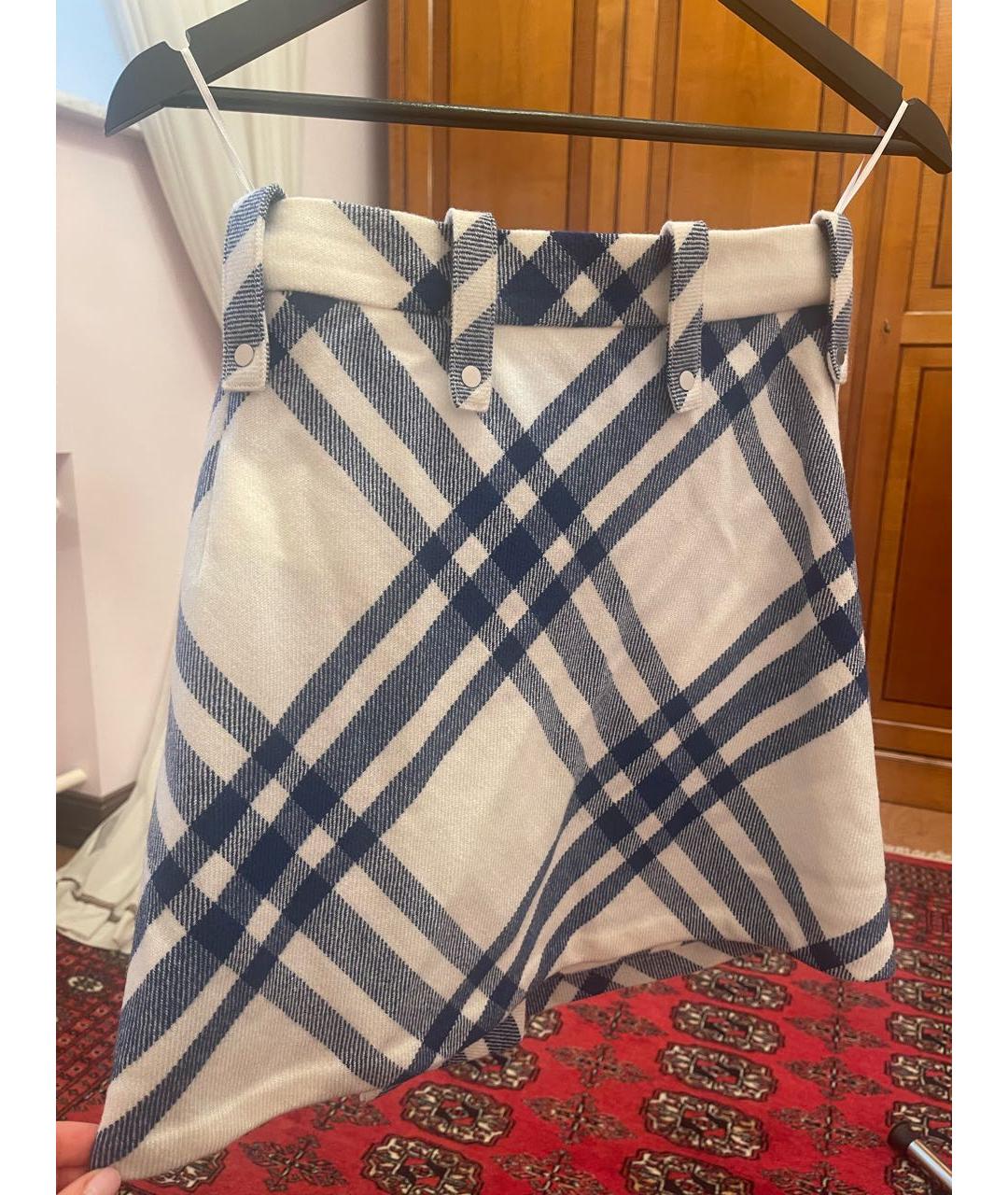 BURBERRY Белая шерстяная юбка миди, фото 2