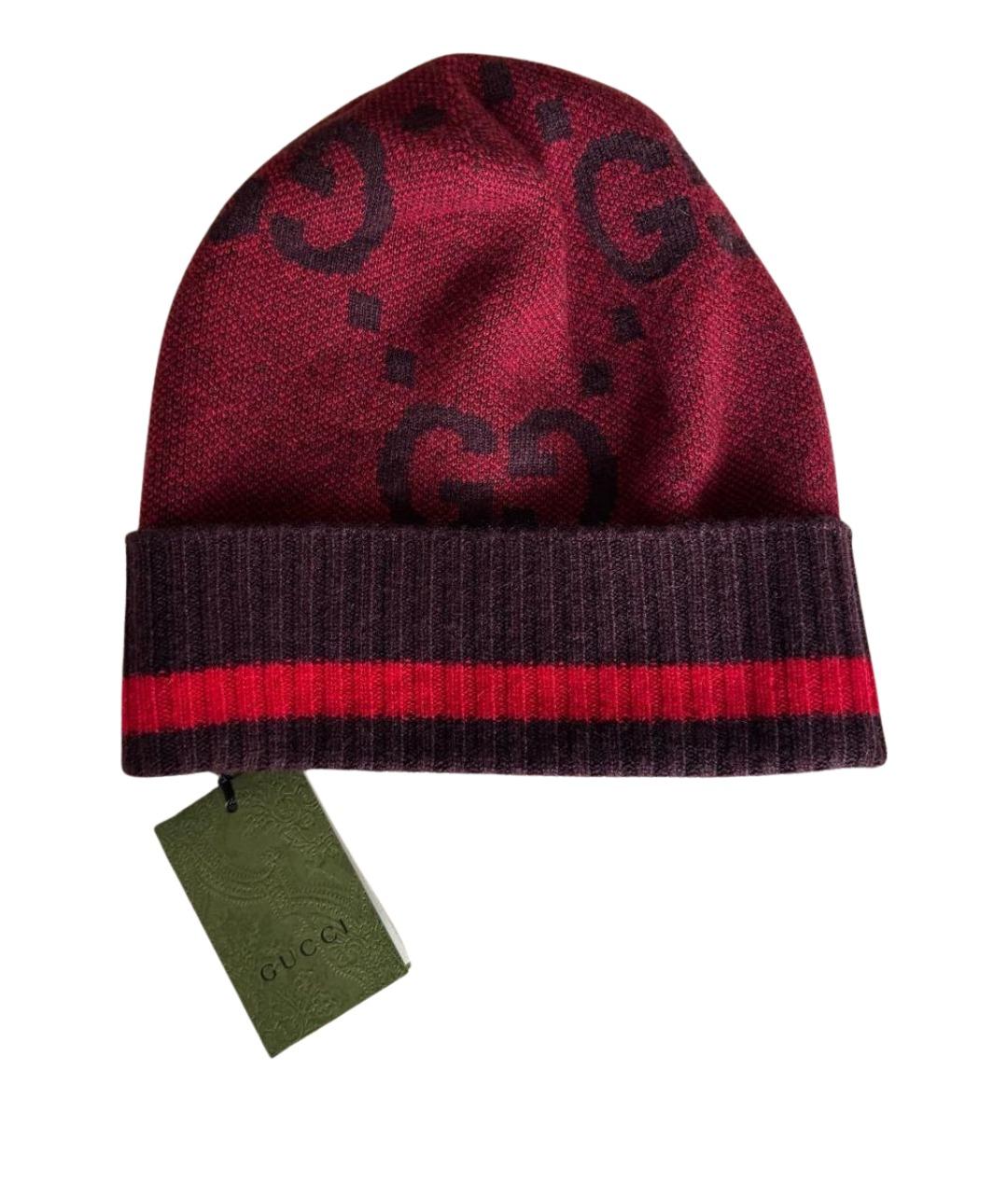 GUCCI Бордовая кашемировая шапка, фото 1