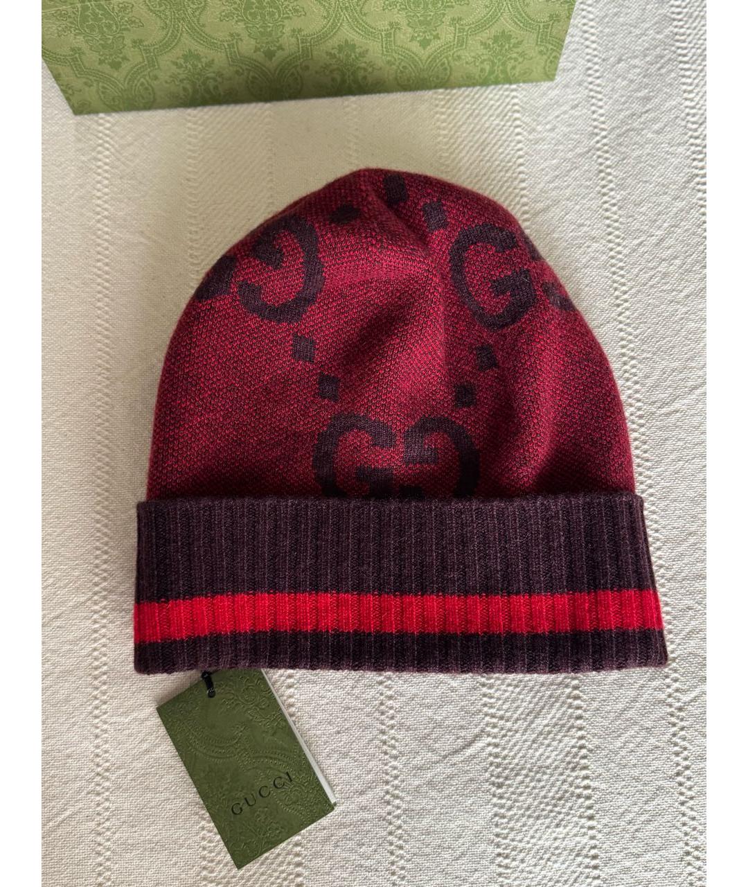 GUCCI Бордовая кашемировая шапка, фото 5