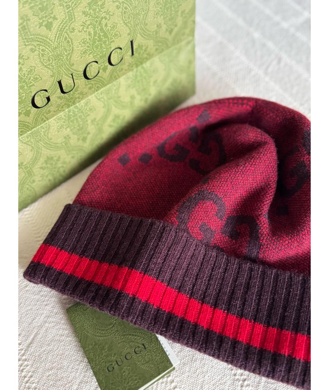 GUCCI Бордовая кашемировая шапка, фото 3