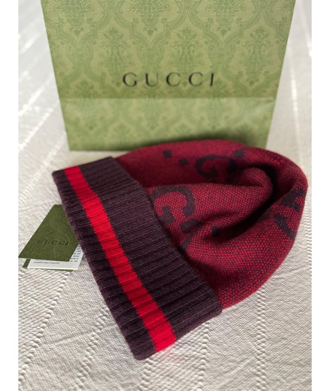 GUCCI Бордовая кашемировая шапка, фото 4