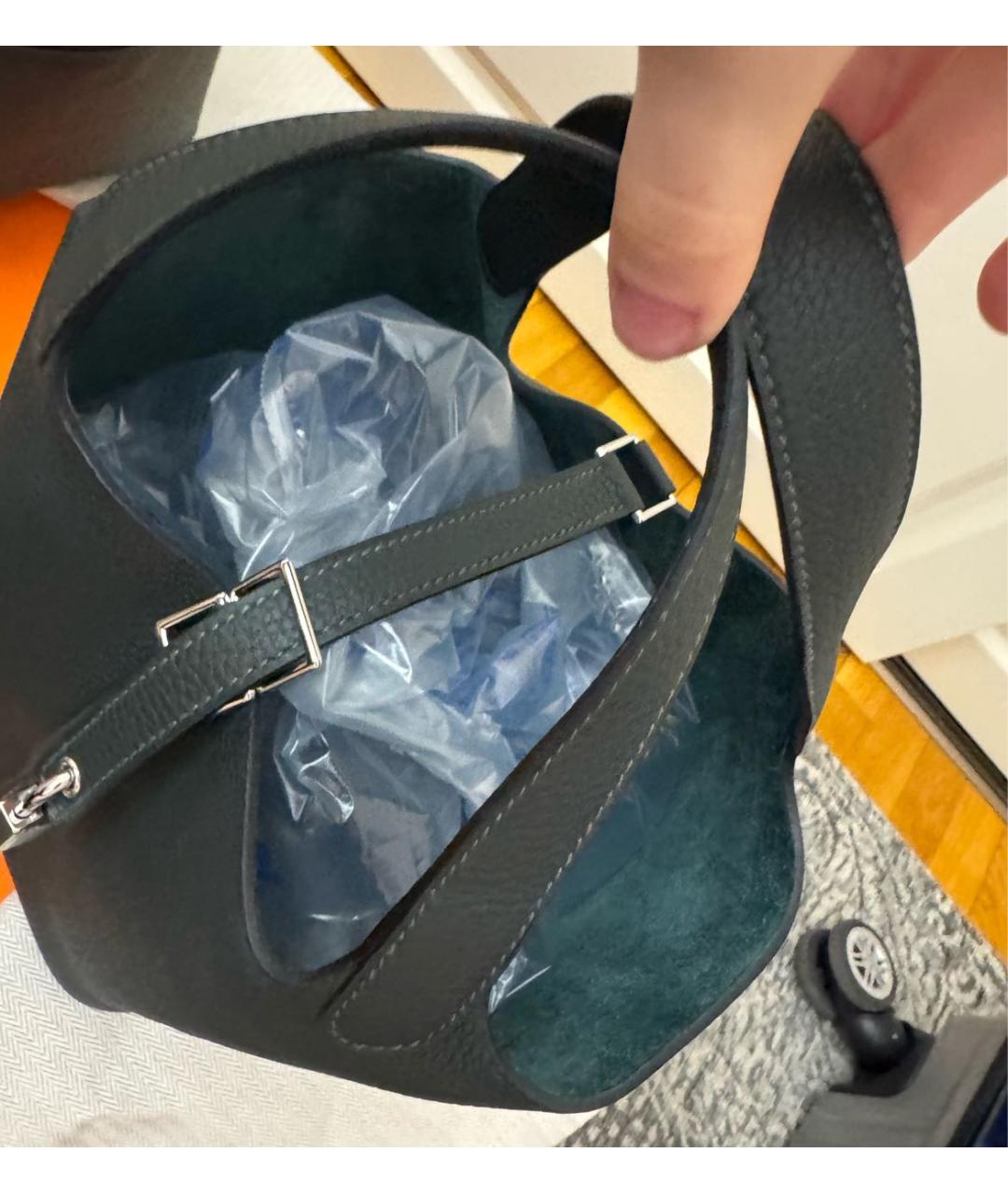 HERMES Зеленая кожаная сумка с короткими ручками, фото 2