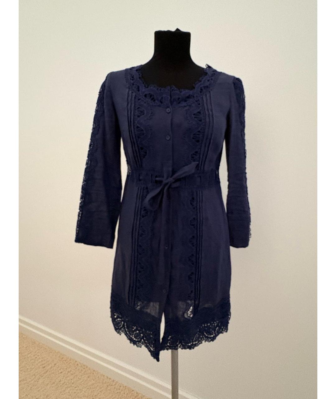 ERMANNO SCERVINO Темно-синее льняное платье, фото 9
