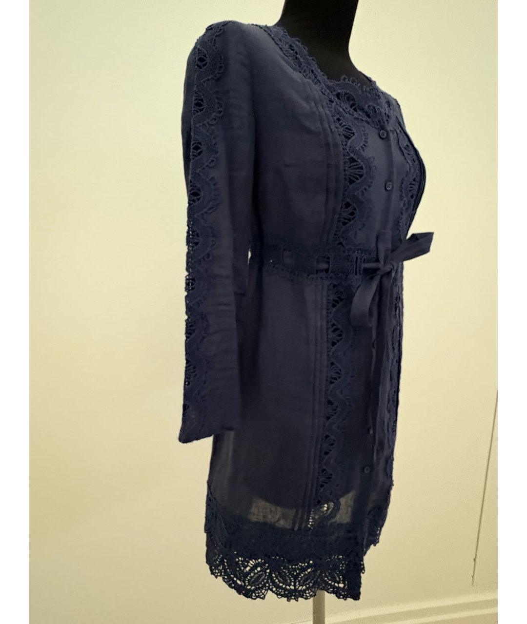 ERMANNO SCERVINO Темно-синее льняное платье, фото 2