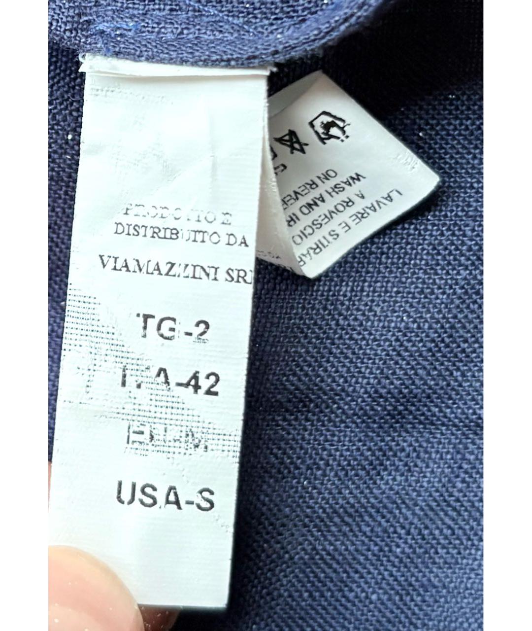 ERMANNO SCERVINO Темно-синее льняное платье, фото 4