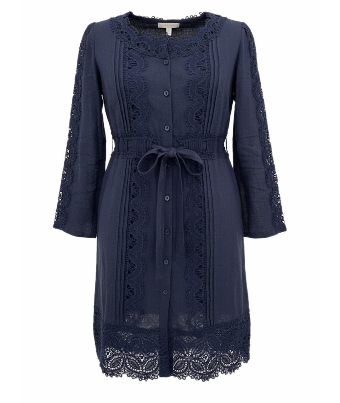 ERMANNO SCERVINO Темно-синее льняное платье, фото 1