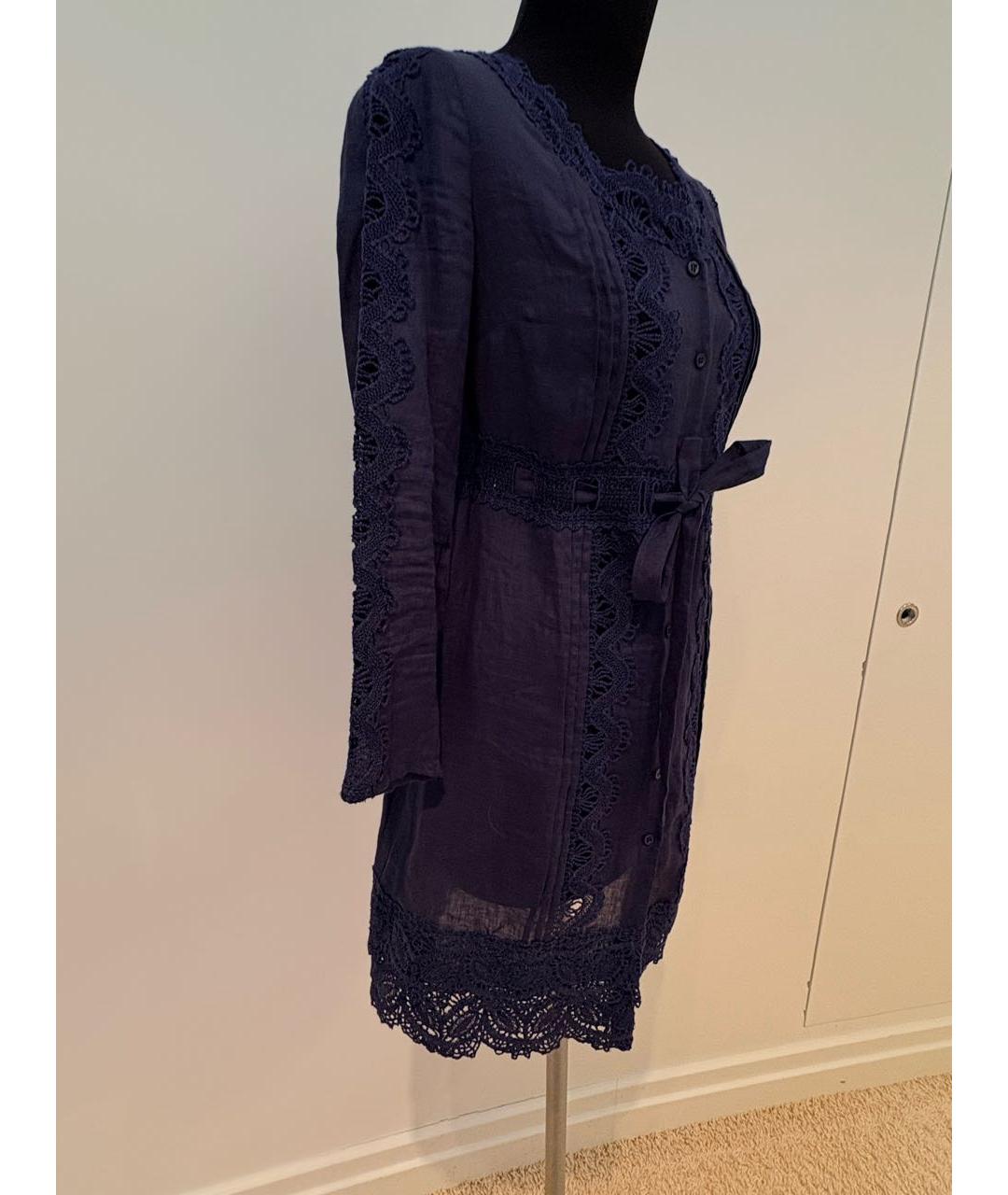 ERMANNO SCERVINO Темно-синее льняное платье, фото 3