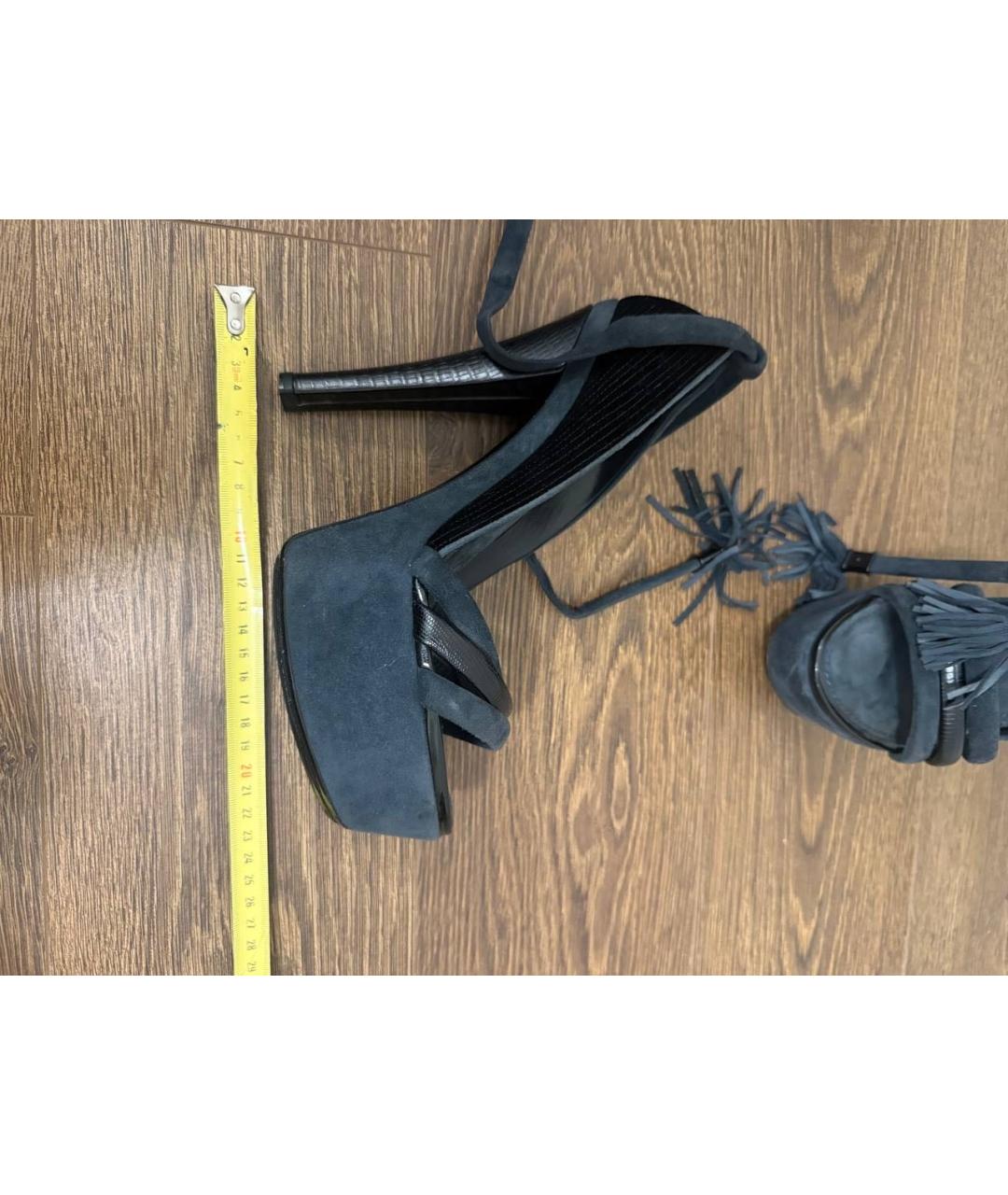 LOUIS VUITTON Черные замшевые босоножки, фото 4