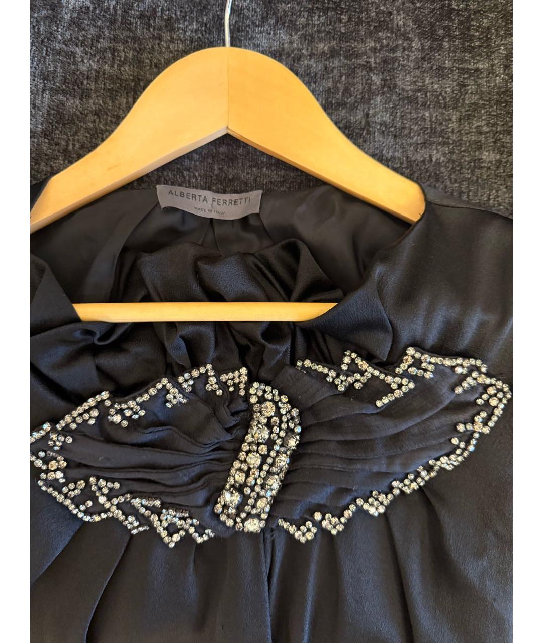 ALBERTA FERRETTI Черное шелковое коктейльное платье, фото 3