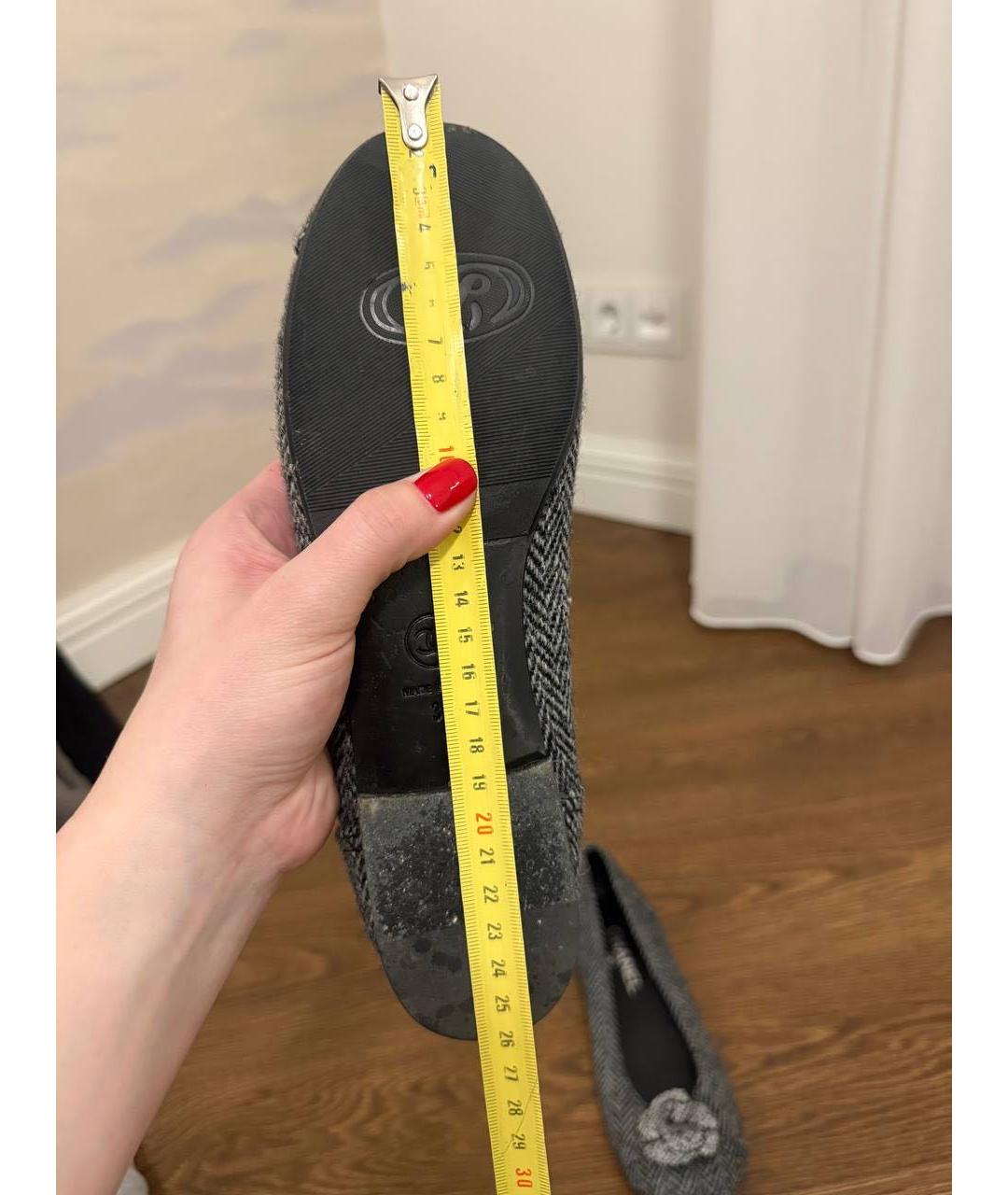 CHANEL Серые текстильные балетки, фото 3