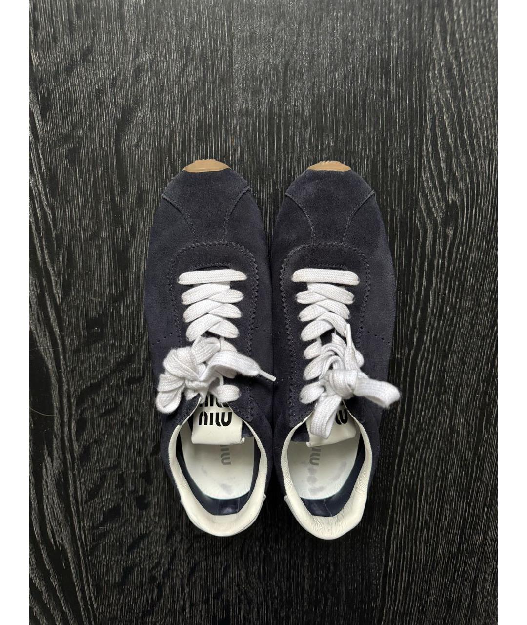 MIU MIU Темно-синие замшевые кеды, фото 2